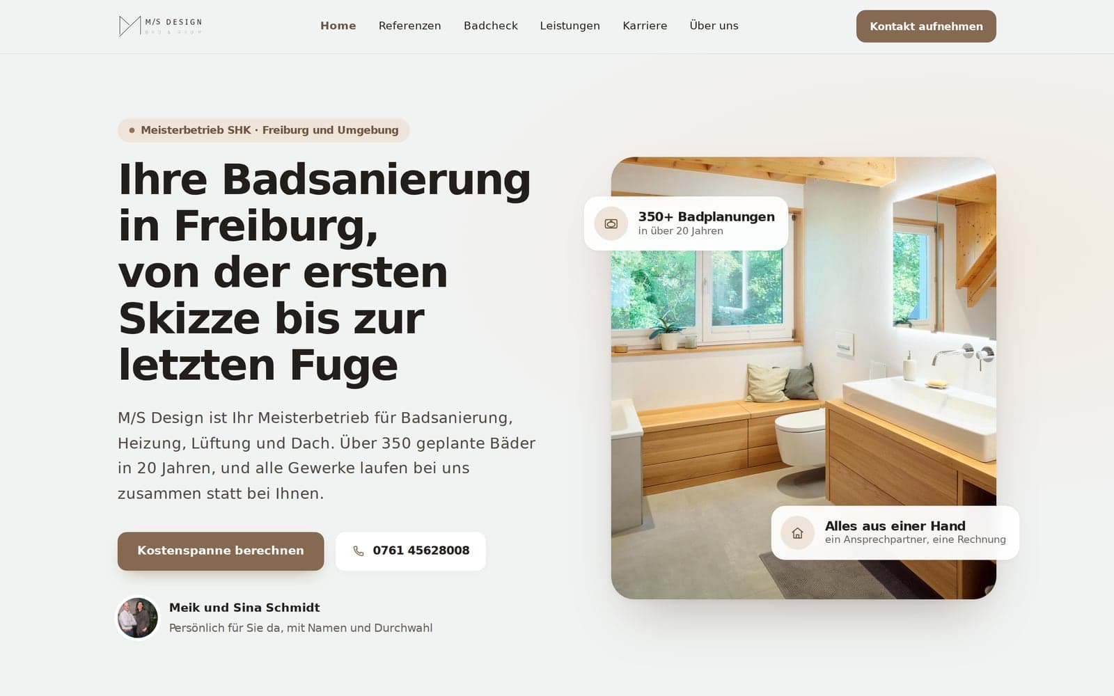 M/S Design Bad & Raum Website Vorschau, Badsanierung und Heizung aus Freiburg